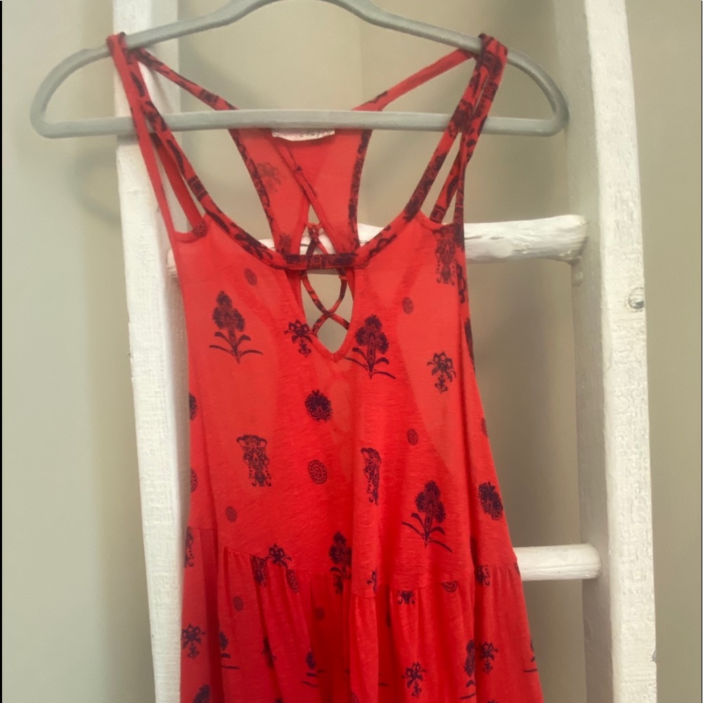Free people famous red and navy tank top